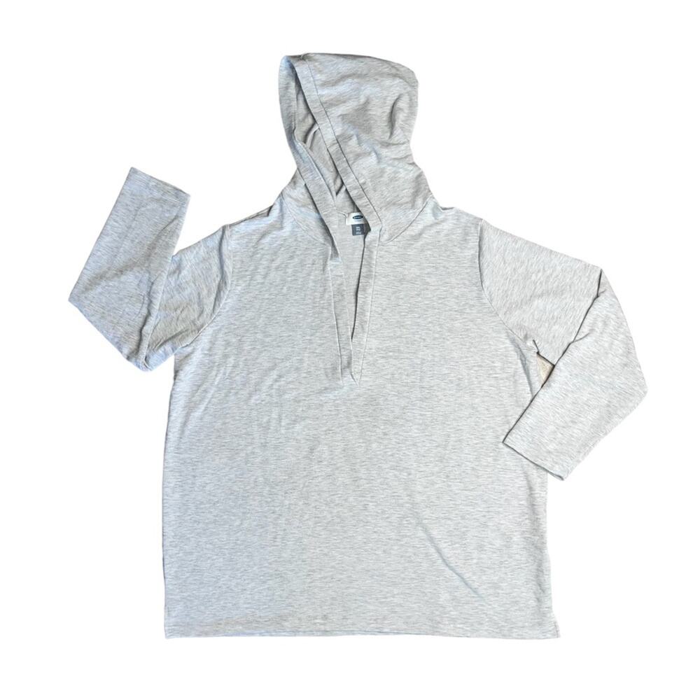 OLD NAVY Heather Gray Hooded V-Neck Loungewear Shirt Women’s Size XXL